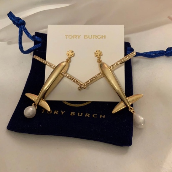 Tory Burch glitter pearl airplane earrings - Picture 4 of 9